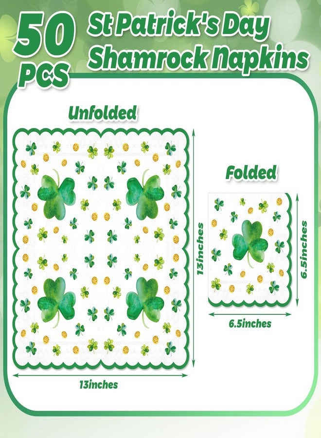 Whaline 50 Pcs St. Patrick's Day Luncheon Napkins Disposable Paper Napkin Scalloped Decorative Shamrock Dessert Dinner Hand Napkin for Home Party Table Supplies Decor - Image 2